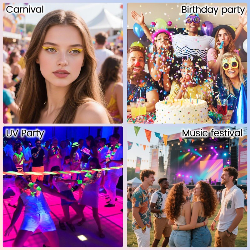 Prreal 2 in 1 Glitter UV Neon Eyeliner Set, 3