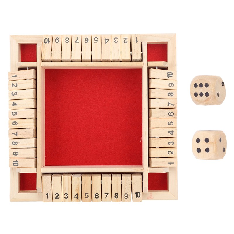 4 Sided Shut The Box Dice Game Wooden Board Table
