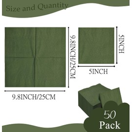 50 Pieces 2-ply Green Napkin Disposable Cocktail Napkins Beverage Napkins Dessert Napkins Paper Napkins for Wedding Birthday Party Paper Dinner Napkins
