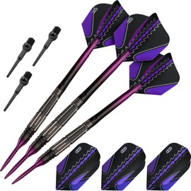 Viper Black Flux 90% Tungsten Professional Steel or Soft Tip Conversion Dart Set, 20 Grams, Purple