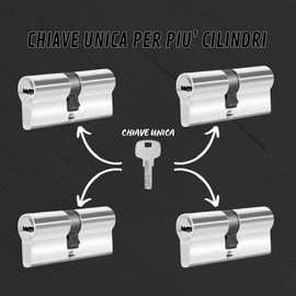 Set of 4 45/45 mm Lock Cylinders with Single Keyed, Double Lock Cylinders, 8 Screws, Easy Installation, Universal Keys for All Cylinders, Length 90 mm