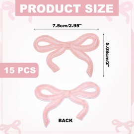sourcing map 15Pcs Bow Iron on Patches Cute Bow Embroidered Patches Applique Sew on Patches for DIY Crafts Clothing Repairing Bag Hat Decoration,Light Pink,3x2 Inch