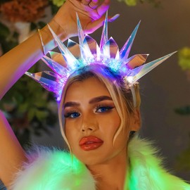 Fashband Luminous Headbands, LED Crown Headbands, Goddess Laser Hair Bands Christmas Party Festival Hair Accessories for Women and Girls
