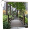 Shower Curtain Garden Bridge Scene Waterproof Moistureproof Trees Outdoor Landscape