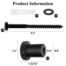 Peohud 10 Set Barn Door Spacer, 1-5/16" Sliding Barn Door Hardware, Heavy Duty Wall Spacers Replacement with Lag Bolts Wall Anchor for Connecting Track Connection Device