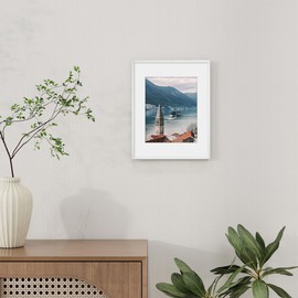 RICHFOCUS 11x14 Metal Picture Frame, Ultra-Thin Deep Aluminum Photo Frame with Cross-Hatch Brushed Satin Finish, Minimalist Modern Poster Frame with Tempered Glass and Mat for 8x10, Silver