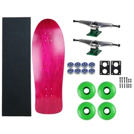 Moose Old School 80's Skateboard Complete 30" Pink with Hollow 7.0 Silver/Green Trucks, 58mm Blue Wheels
