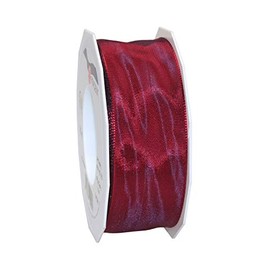 Präsent Lyon Wired Edge Ribbon Crimson Red 25 m Decorative Ribbon for Decorating & Crafts, 40 mm Width, Slightly Bendable Ribbon for Festive Decorations on Special Occasions