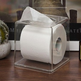 Clear Square Transparent Tissue Case, Modern 2-Piece Set Tissue Cover