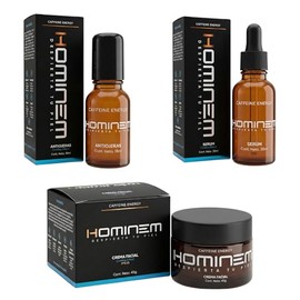 HOMINEM Kit de Skincare para Hombres, Antiojeras Roll-On + Sérum Facial + Crema Facial