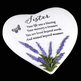 Widdle Gifts Ltd Lavender Stone Heart Memorial Plaque - Sister 4176