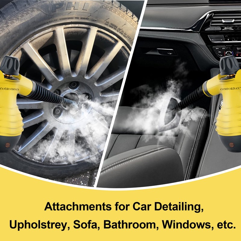 Comforday Multi-Purpose Handheld Pressurized Steam Cleaner with 9-Piece Accessories, Perfect