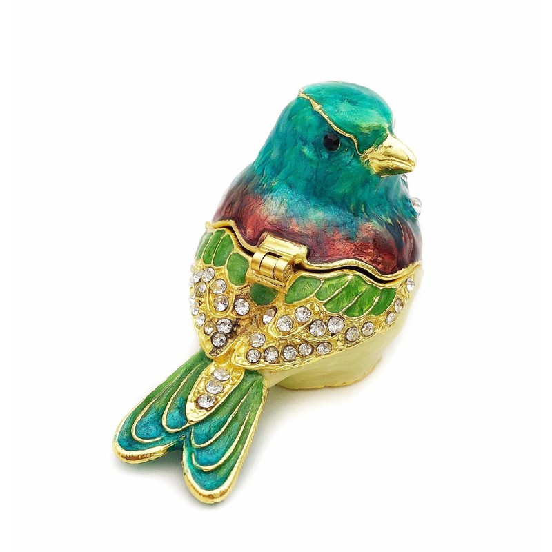JWT Astyle Turquoise Green Bird Trinket Boxes Hinged ,Bird Decor
