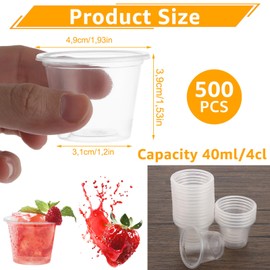 WOPPLXY Pack of 500 Plastic Shot Glasses, 40 ml/4 cl Transparent Shot Cups, Reusable Shot Glasses Plastic for Parties, Gatherings, Weddings, Christmas Parties and Shop