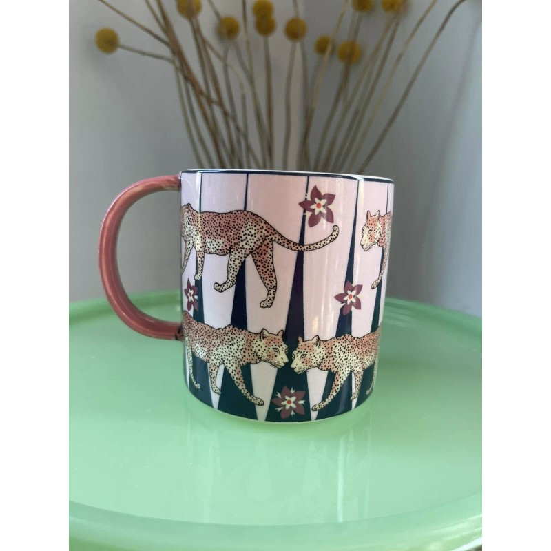 Anthropologie Leopards Maeve Mug Animals Nature Handpainted
