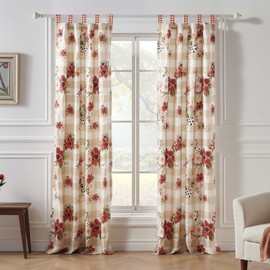 Greenland Home Wheatly Farmhouse Gingham Curtain Panels (Set of 2) with Tiebacks, 84-inch L