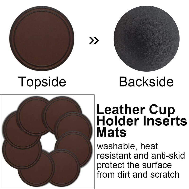 TripleAliners Car Cup Holder Insert Leather Coaster, Leather Cup Holder