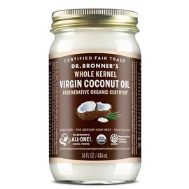 Dr. Bronner's Aceite de coco de semilla entera, certificado orgánico regenerativo (414ml)