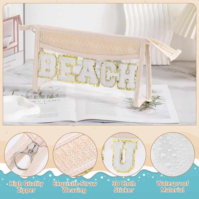 Etercycle Boho Patch BEACH Makeup Bag, Clear PVC Travel Toiletry