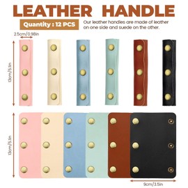 Realand 12 Pack Handbag Handle Wrap with 3 Snaps, Leather & Suede Bag Handle Wrap Purse Grip Cover Protector for Tote Wallet Suitcase, Shoulder Strap Pad Luggage Handle Wrap