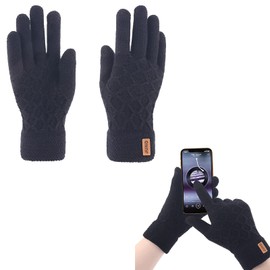 Doyime Men's Gloves for Smartphones, Cold Protection, Knit Gloves, Elastic Wrist, Touch Panel Compatible, Cold Protection, Thick, Thermal, Soft, Warm, Breathable, Windproof, Unisex, Autumn, Winter,