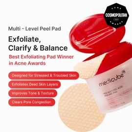 medicube Toner Pads Red Succinic Acid Panthenol Facial Peeling Pad | Exfoliating Toner Pad for Breakout-Prone Skin | Niacinamide, AHA, BHA, and Soothing Panthenol - Non-Comedogenic, 70 Pads (1 Pack)