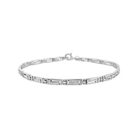 Silverly Sterling Silver Thick Greek Key Chain Bracelet With a Lobster Clasp - 925 Silver Sleek Modern Bracelets for Women - Elegant Classic Chunky Design - Gift for Wife