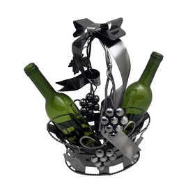 Imported Gift Depot Grape Vine Two Wine Bottle Holder Metal Basket
