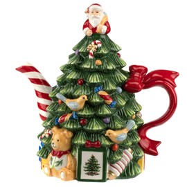Spode Christmas Tree - Spode 250th Anniversary Christmas Tree Figural Teapot | Christmas Tea Pots for Tea Party | Christmas Teapot - Fine Dolomite | Christmas Teapots for Tea - 7.75" (26.8 Oz)