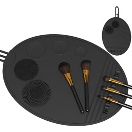 Almohadilla de Limpiador de Brochas de Maquillaje de Silicona 3 en 1, Negro Makeup Brush Cleaner, Limpia Brochas de Maquillaje, Herramienta de Lavado Portátil Limpiador de Brochas Cosméticas
