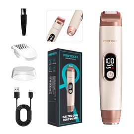 PRITECH - Maquinilla de afeitar eléctrica sin dolor 2 en 1 para mujer | Portable Lady Shaver for Silk Skin Private Area, Face, Legs & Underarms, Wet &