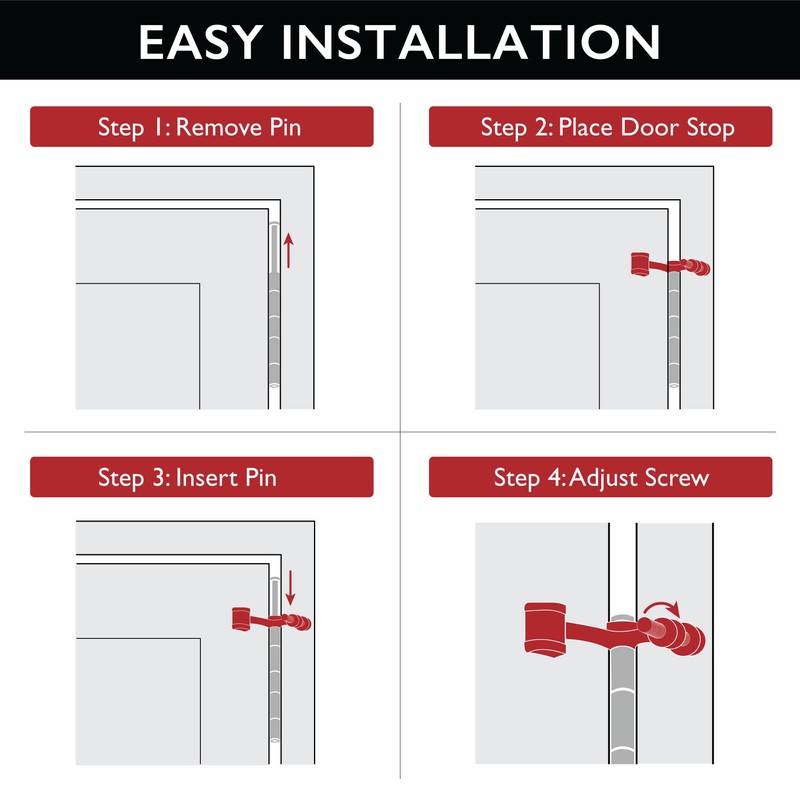 Hollow Core Hinge Pin Door Stop Wall Protector with Rubber