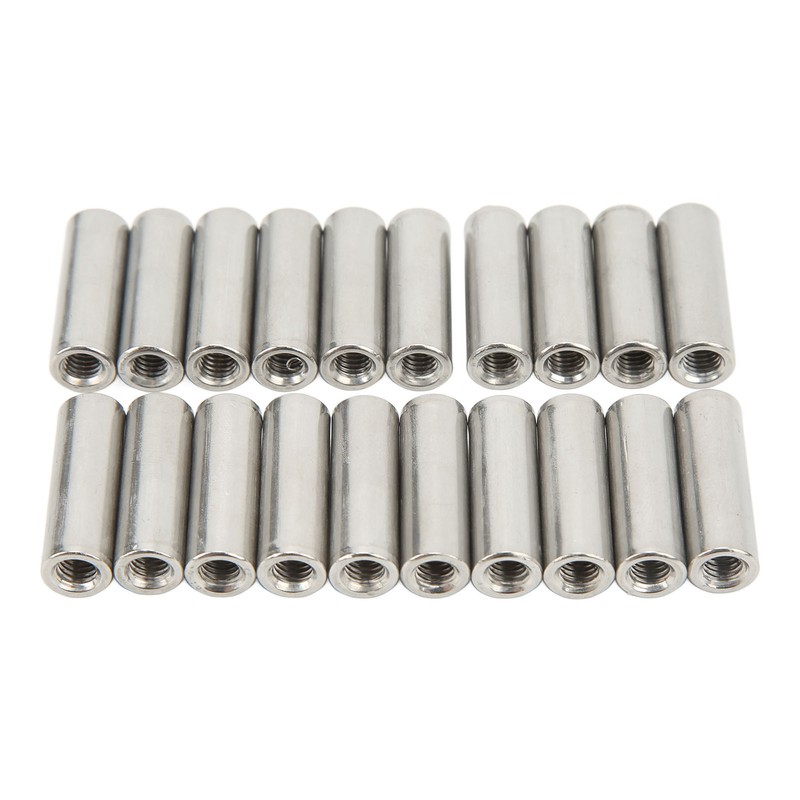20Pcs M6 Female Thread Coupling Nut Practical Rustproof Stainless Steel