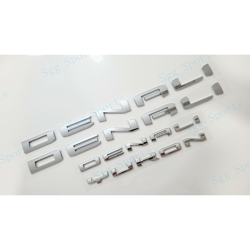 4Pc Set Denali Yukon Emblems Fender Door Rear Tailgate Letters