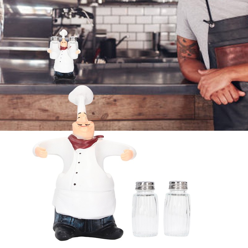 Chef Statue Salt Shakers Set Adorable Statue Vivid Details Resin