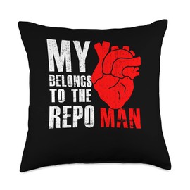 Asset Recovery Professional Repo Guy Wife Partner My Heart Belongs to The Repoman Repossession Agent Life Throw Pillow, 18x18, Multicolor