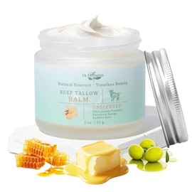 Organic Grass-Fed Tallow and Honey Balm—Extra Gentle Formula for Face Moisturizing & Body Firming, Suitable for All Skin Types, All Ages, All Day, Handmade All Natural, Unscented, 2 Oz.