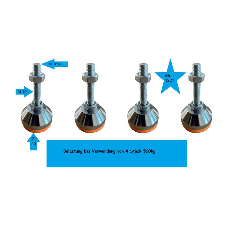 Heavy Duty Machine Foot Set of 4 Various Sizes 2