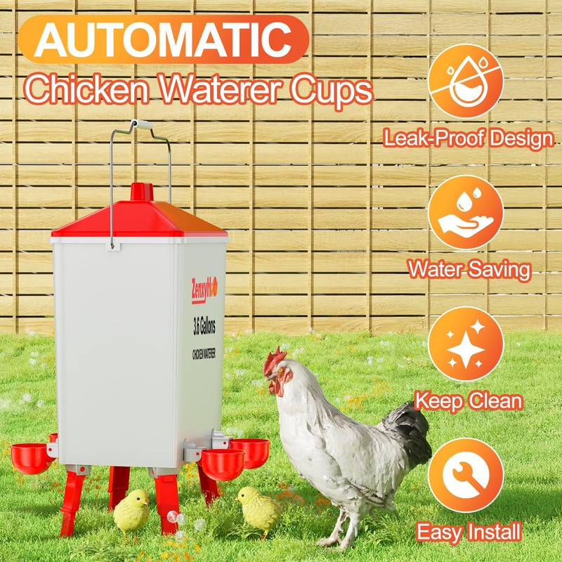 ZenxyHoC No Waste Chicken Feeders and Waterers - 6 Set