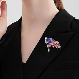 Rhinestone USA Flag Brooch Pin for Women Men Shiny Crystal 4th of July American Patriotic Medal Brooches Dress Accessories Independence Presidential Election Day (Waving Flag)