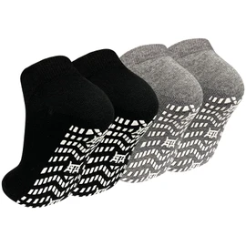 ZAKASA Non Slip Grip Socks for Men Non Skid Grippy Socks Anti Slip Gripper Socks for Elderly Hospital Yoga, 2 Black + 2 Light Gray, 9-11