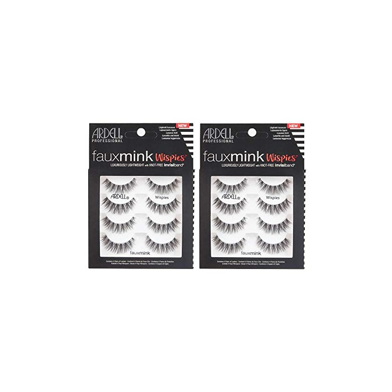 Ardell False Lashes Faux Mink Wispies Paquete múltiple, 4 pares