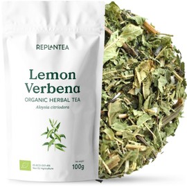 REPLANTEA Organic Lemon Verbena Tea 100g | Premium Cut Leaves | Digestive & Relaxing Herbal Tea | Intense Lemon Aroma | Loose Aloysia Citriodora