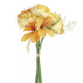 Factory Direct Craft Sunny Yellow and Creamy Orange Lily and Ranunculus Finished Bouquets