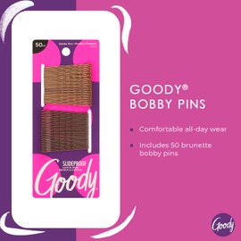 Goody SlideProof Bobby Pin, 50 Ct, Assorted Brunette Colors, Ouchless Bobby Pins for Hair Styling, Lock In Style, Comfortable, Pain-Free Accessories for Women & Men, All Hair Types