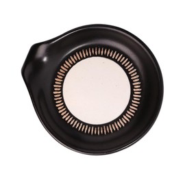 Soulnioi Spoon Rest Ceramic Spoon Holders Utensil Rest Stand Kitchen Counter Rest for Spoons, Tongs, Spatula - Black