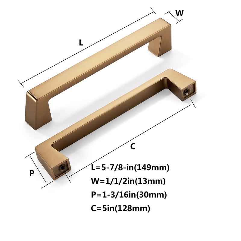 khtumeware 10 Pack 5 Inch(128mm) Kitchen Cabinet Handles,Champagne Bronze Cabinet