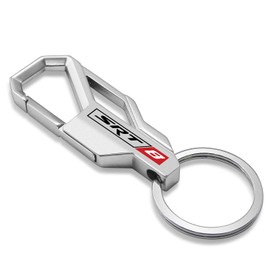 iPick Image Compatible with SRT-8 Logo Silver Carabiner-Style Snap Hook Metal Key Chain for Dodge Jeep RAM