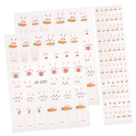 BIUDECO 10sheets Bunny Nail Art Stickers Easter and Carrot Decals for Girls Women Safe Skin-Friendly Nail Ornaments