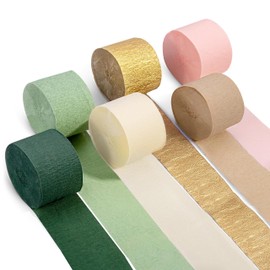Captain Decor 6 Sage Green Streamers, 492 FT Sage Green Birthday Decorations, Party Decorations, Crepe Paper Streamers for Baby Shower, Wedding, Bridal Shower Party Supplies (1.8 inch x 82 ft/Roll)